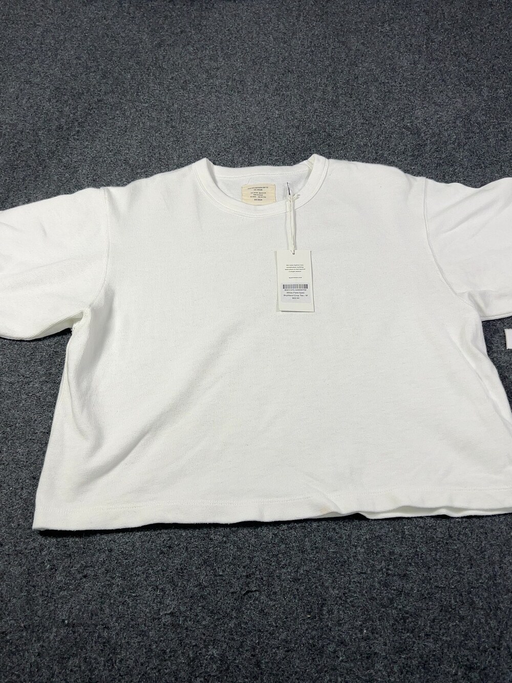 Buck Mason Womens White Field-Spec Boyfriend Crop Tee Sz Medium NWI Msrp62 [MC9]